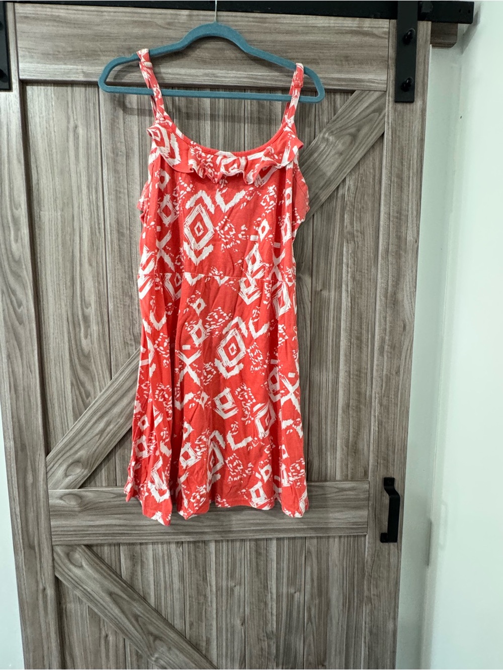 Coral & White Printed Sundress Faded Glory Size Large (12-14)